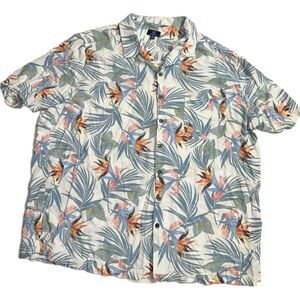 Men's George Button‎ Down Blue Coral Hawaiian Size 3XL 54-56